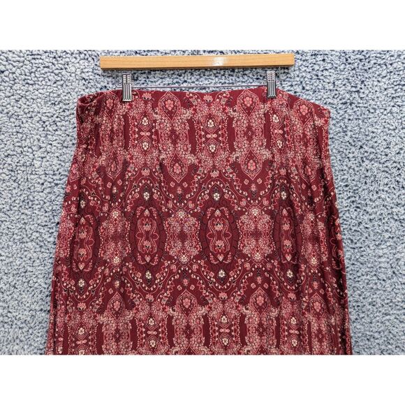 Style & Co. Paisley Boho Maxi Skirt Size XXL Pull On Elastic Waist Western Red - Picture 3 of 10